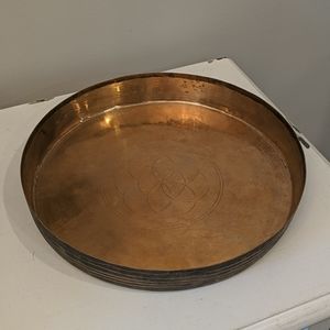 Round Brass and Black Tray